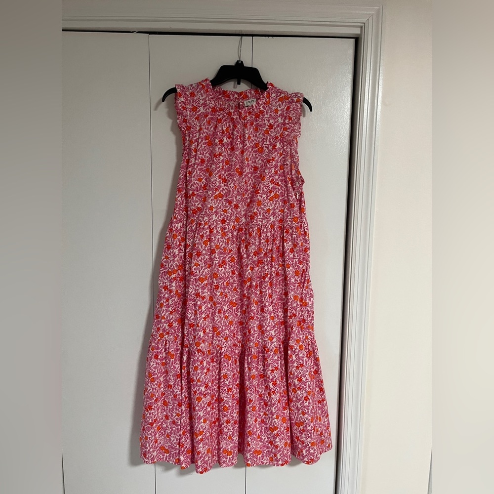 COPY - J.Crew tiered dress pink/orange floral sz 14